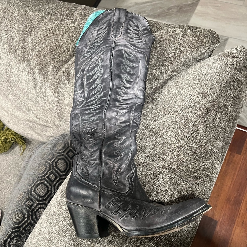 Grey, Corral Women’s Tall Cowboy Boots, Snip toe